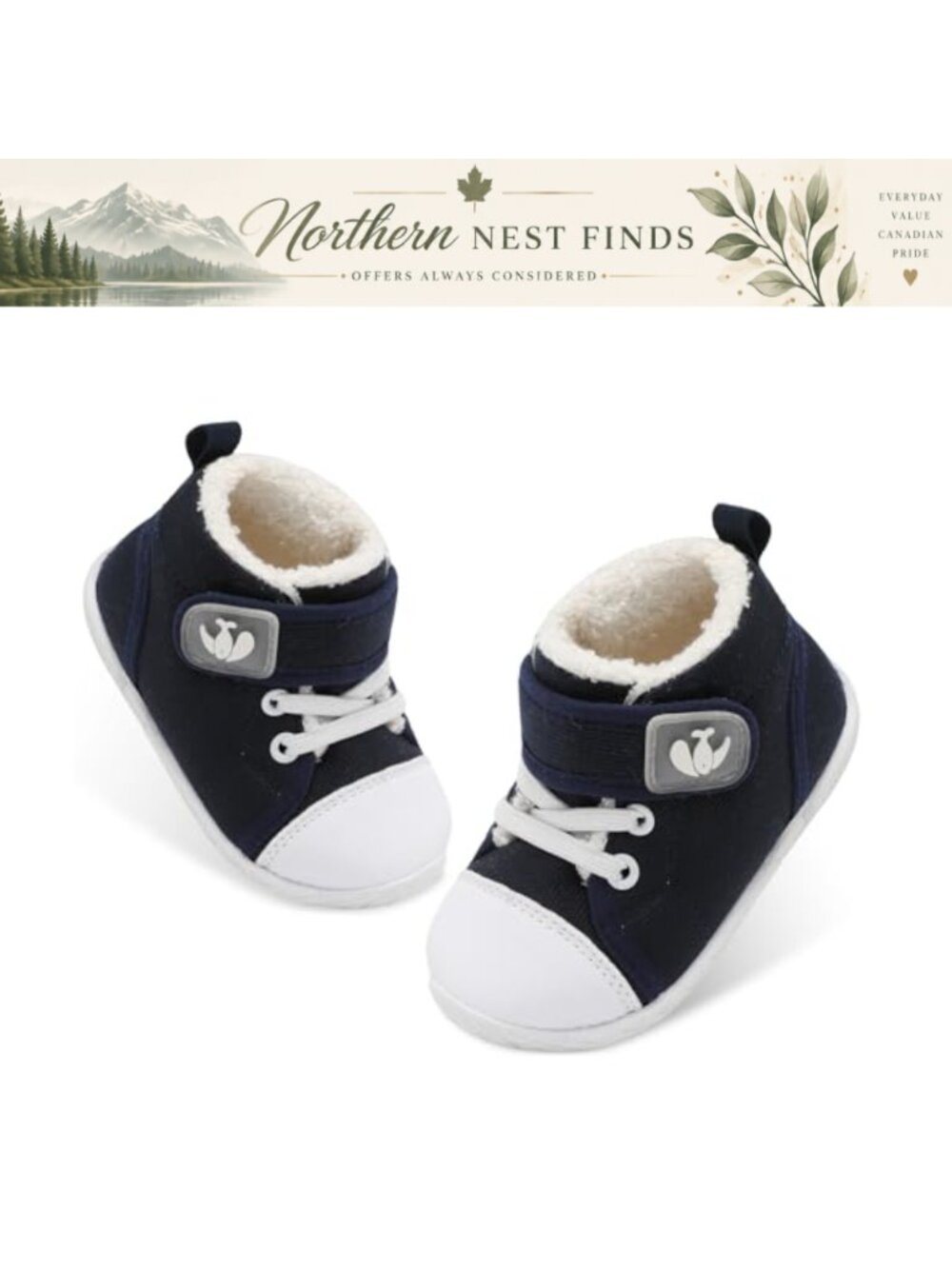 Baby Winter Booties Cozy Warm Fleece Lined Rubber Sole Hook and Loop Toddler